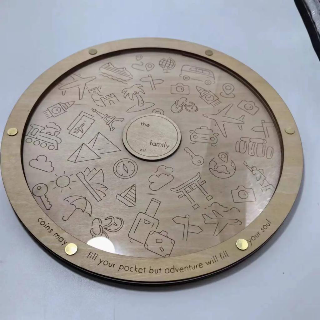 Coin Holder Travel Gift Cash Vault Wooden Savings Box with Cut-Out Design Money Savings Box, Wooden Bank for Kids