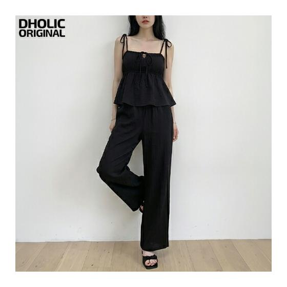 Women s Korean Fashion Setup Pants Set Bottoms Top and Bottom Set Tops Camisole Long Pants Peplum Ribbon Knot Easy Feminine Casual Going Out Summer