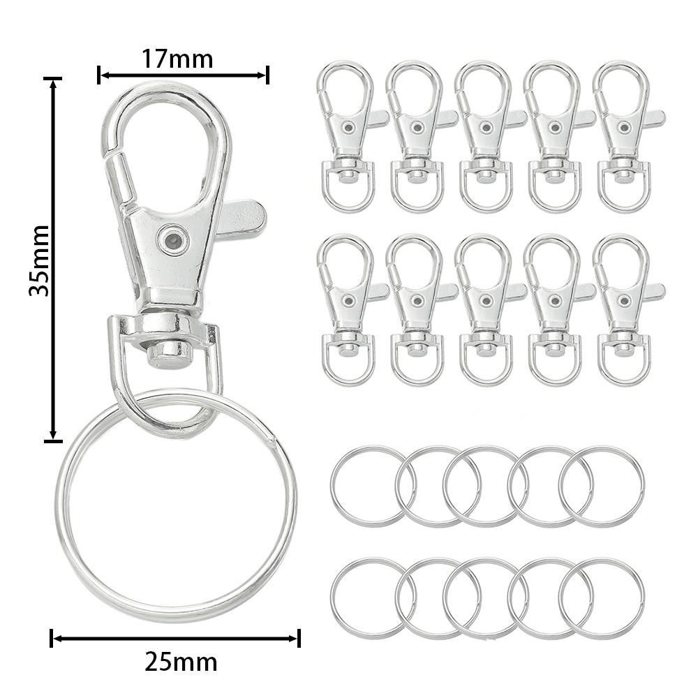 20/50Pcs Swivel Snap Hooks with Key Ring Metal Swivel Lobster Claw Clasps for DIY Keychain Bag Hang Jewelry Making Accessories