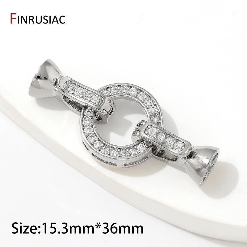 

18K Gold Plated Inlaid Zircon Round Connector Clasps For Bracelet Making,End Caps Fastener Clasps Handmade DIY Jewelry Making 1 piece