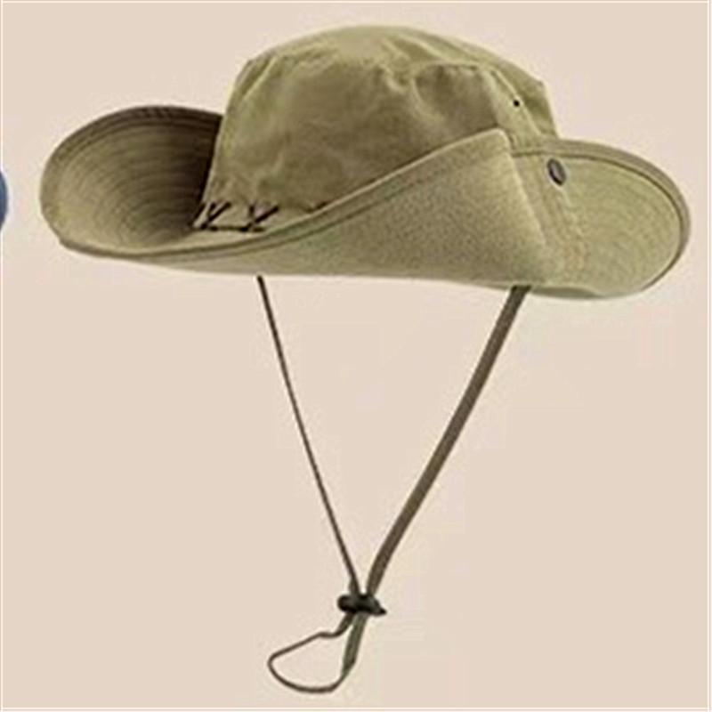 Western cowboy hat breathable sunscreen hat female climbing outdoor bucket hat sun male visor hat hiking hat