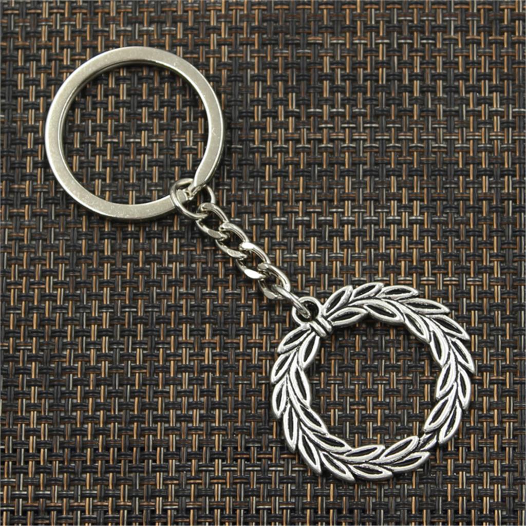 Fashion Olive Branch Laurel Wreath 36x34mm Pendant 30mm Key Chain Bronze   Men Car Gift Keychain