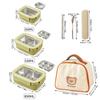 Picnic Portable Large Capacity Bento Lunch Box 1/2 Grids Leak-proof 304 Stainless Steel Food Container Microwave Safe