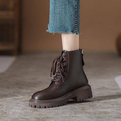 2025 Frühling und Herbst Plateau Martin Stiefel Tide Braun Schnürstiefel Damen Retro Britischer Stil Einzelstiefel Skinny Stiefel
