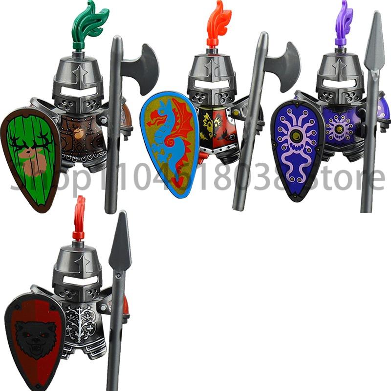 Medieval Military Figures Octopus Sea Demon Knights Building Blocks Weapons Accessories Sword Temple Spear Shield MOC MINiBricks