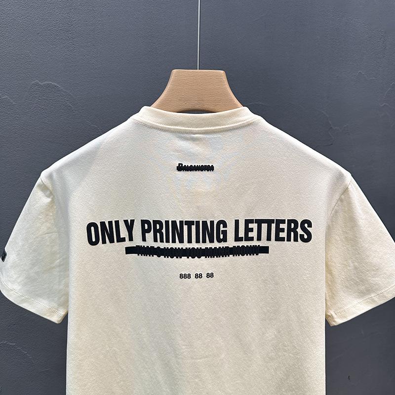 Neuestes Sommer-Kurzarm-T-Shirt Herren Bedruckte Basisbluse Alltag Rundhals Halbarm-Oberteil