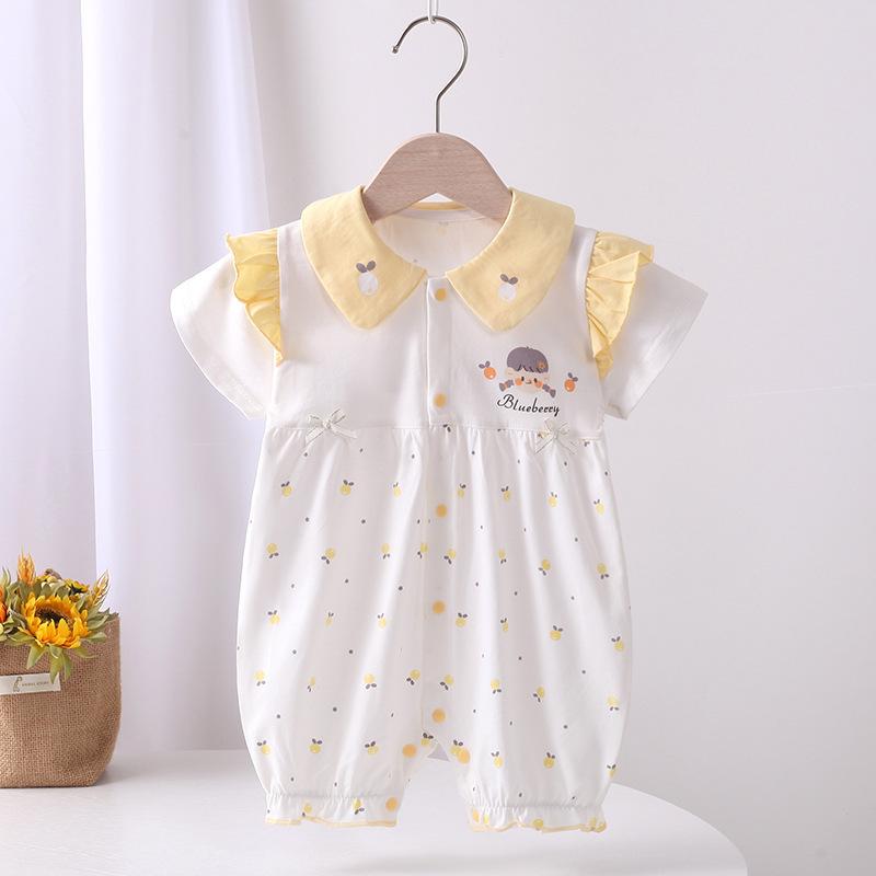Infant And Children'S Clothing Baby Romper For Summer Short-Sleeved Romper For Girls Baby Home Wear Lightweight For Going Out
