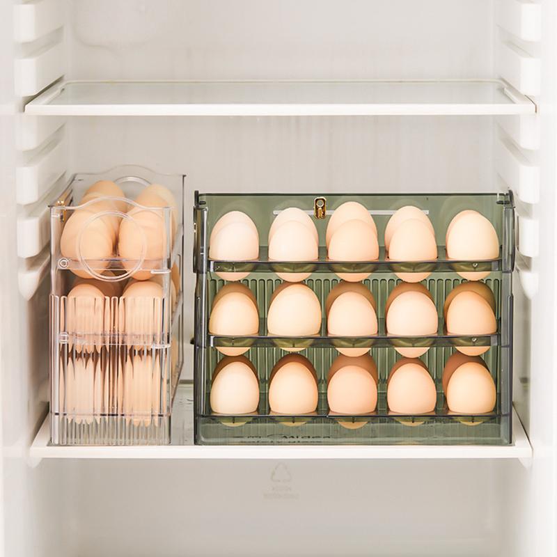 3-Tier Egg Organizer for Refrigerator, PET Egg Storage for Refrigerator 30 Eggs Container for Kitchen Coutertop, Transparent