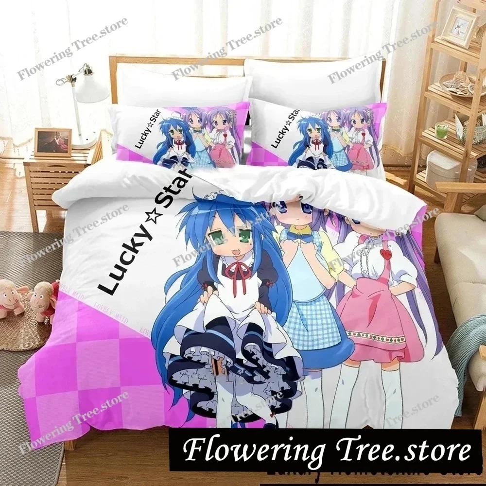 Anime Konata Izumi Lucky Star Bedding Set Duvet Cover Bed Set Quilt Cover Pillowcase Comforter King Queen Size Boys Adult