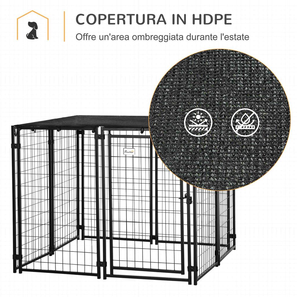 Foldable Dog Playpen with Cover, 8 Panels with Lockable Door, 141x141x113cm, Black