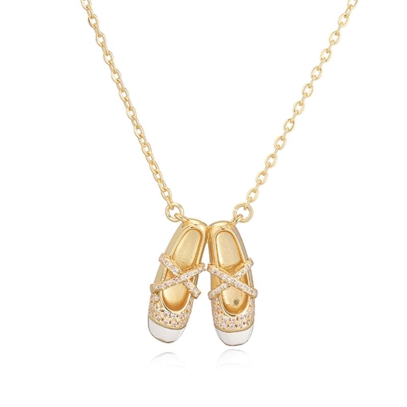 Elegantní náhrdelník s přívěskem baletky s barevným designem kapajícího smaltu, mosazný řetízek, šperk pro ženy, dárek na párty