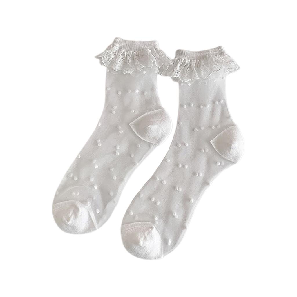 Ruffle Ankle Socks Transparent Mesh Crew Socks Japanese Cute Middle Tube Socks