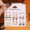Hot Sale Halloween Stud Earrings Combination Cartoon Funny Pumpkin Head Ghost Bat Element Stud Earrings Set