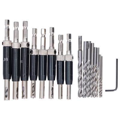 17pcs Hinge Drills Set Self Centering Door Drill Bit Kit with Hex Wrench for Woodworking