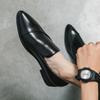 Men's Shoes Large Size Pointed Leather Shoes Spring and Autumn Dress Business Leather Shoes One Pedal Low-top Foot Cover Casual Shoes Leather Shoes