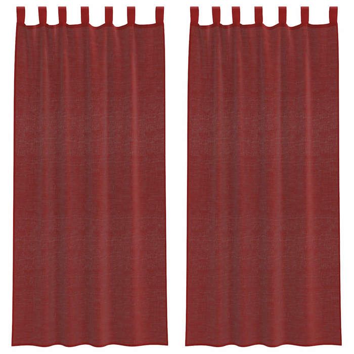 VidaXL Voile Curtains with Rod Pockets 2 Pcs Burgundy Red, Net Curtain, Sheer Curtain, Window Voile, 4102248