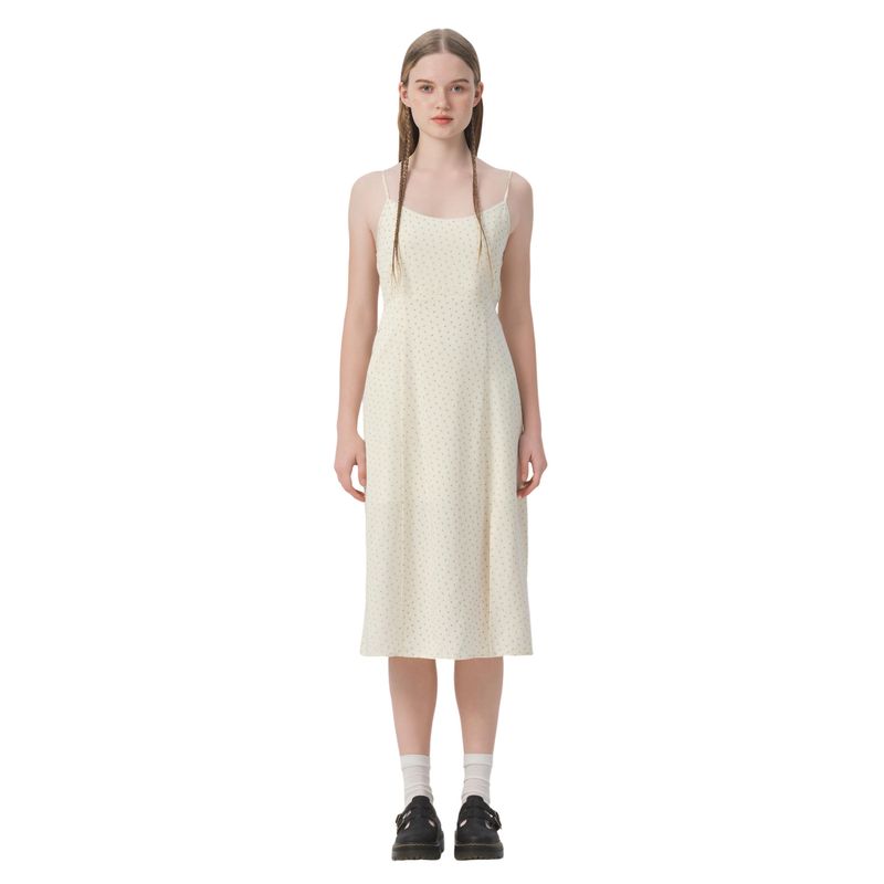 

Yescci Floral Dress Casual Slimming Pure Desire Style Suspender Skirt Rice apricot M