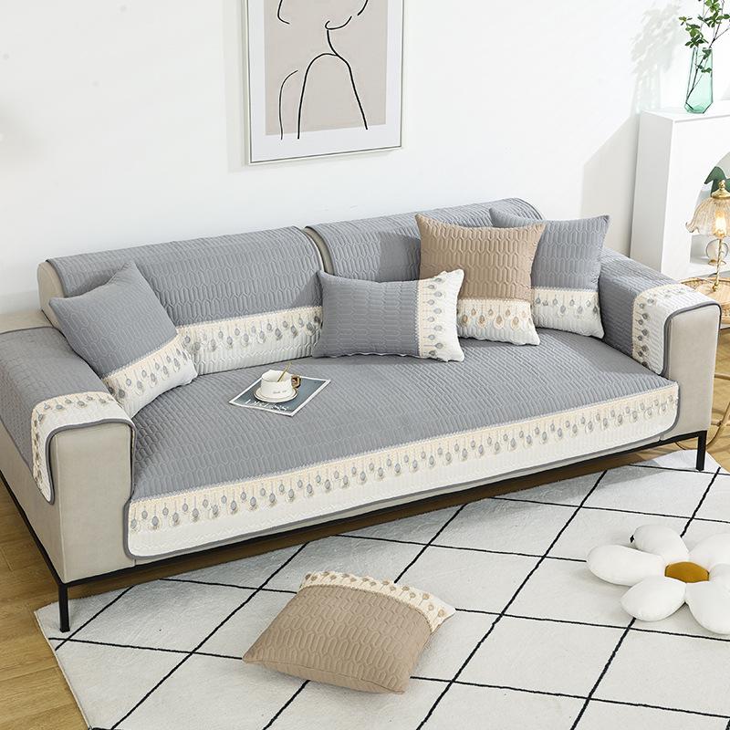 

1 шт. Простая и современная матовая диванная подушка, всесезонный универсальный противоскользящий коврик, пылезащитное тканевое полотенце для украшения дома 1seater 70x70cm серый