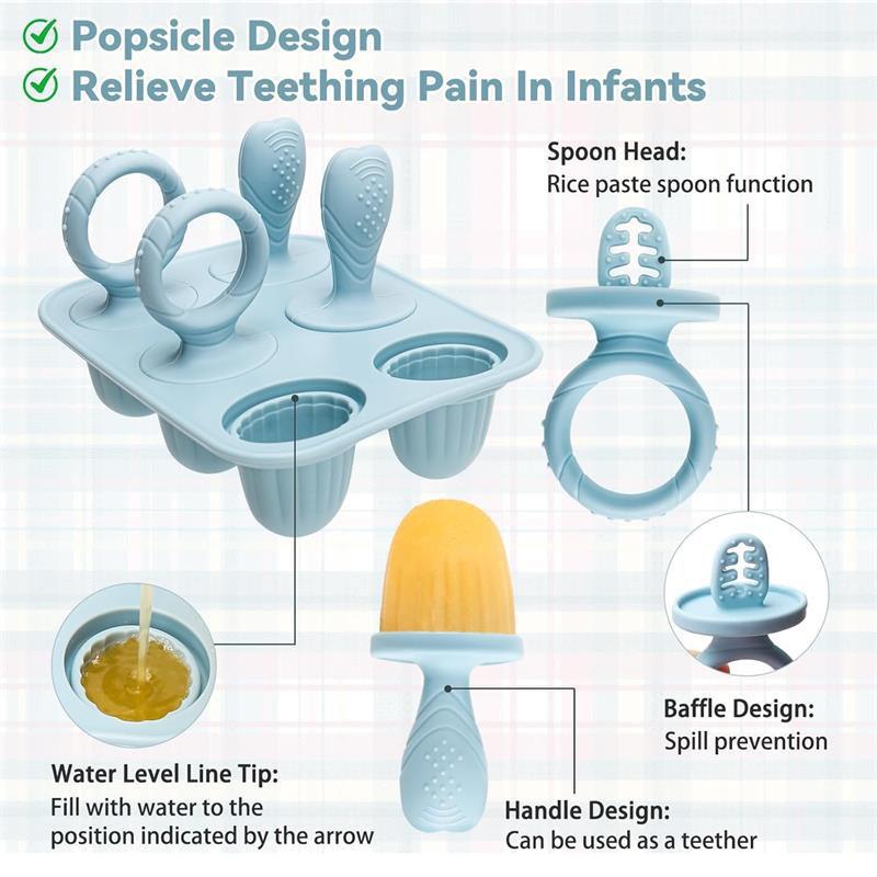 Mini Silicone Ice Lolly Mould for Baby with Teething Sticks for Kids Little Hands, BPA Free Safe Toddler Design Children Small Popsicle Mold