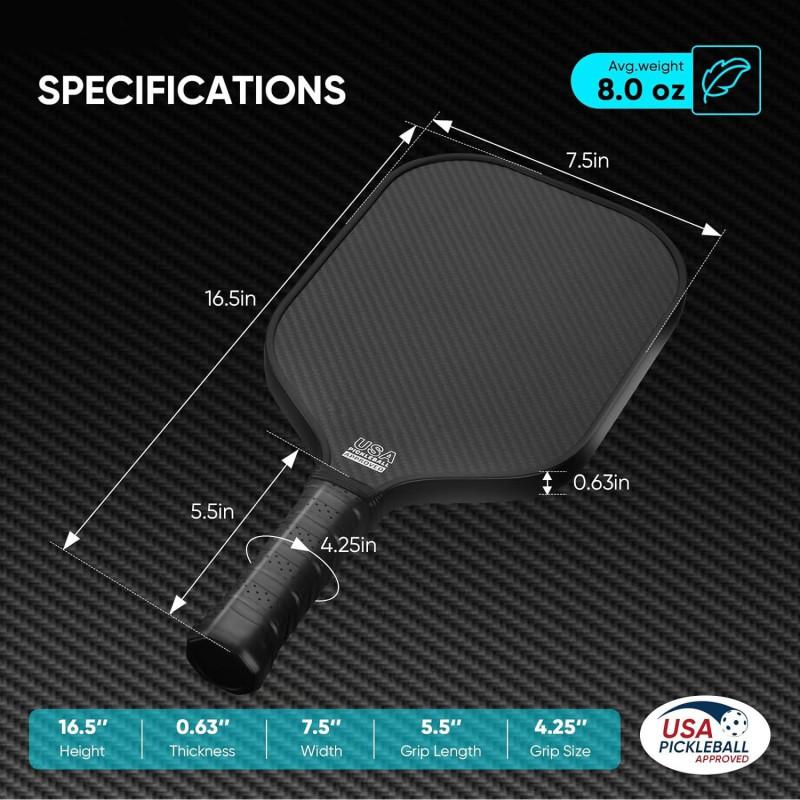 Pickleball Paddle 3K Carbon Fiber Honeycomb Core Outdoor Sports Racket