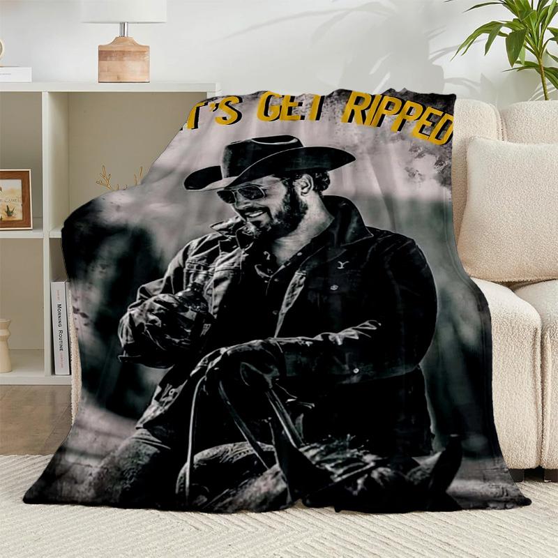 1PC Western Adventure Romance Flannel Blanket Gift, Suitable for Both Men And Women, Soft Ideal for Beds And Sofa, Birthday Or Christmas Gift