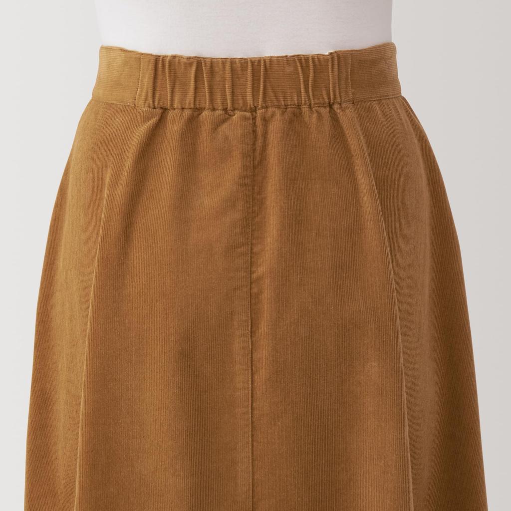 MUJI Women's Kapok Blend Corduroy Flare Skirt, Camel, Size S (BE1SPA4A)