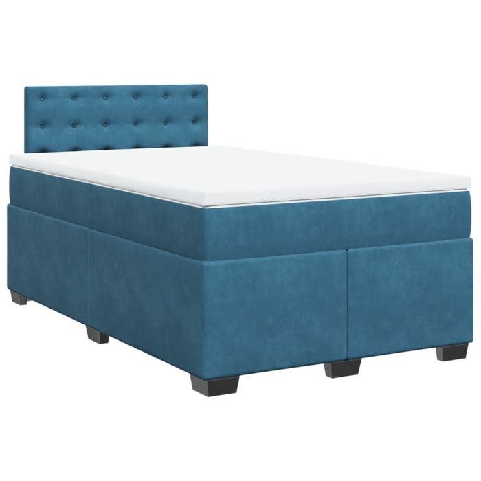 Maison Exclusive - Sommier à lattes de lit et matelas bleu foncé 120x190cm velours