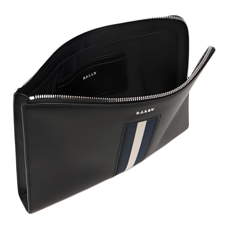 Bally Letter Logo Leather Clutch Men clutch Black 6310089