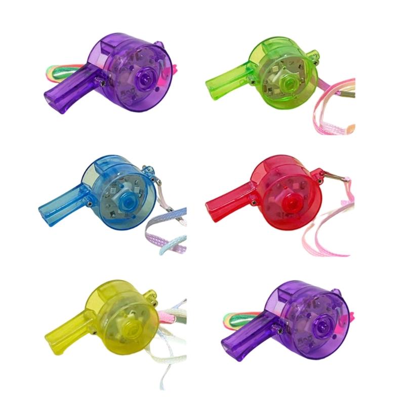 

Pack of 6 Glow in Dark Colorful LED Whistles Random Color for Parties Sports Event Cheering 1