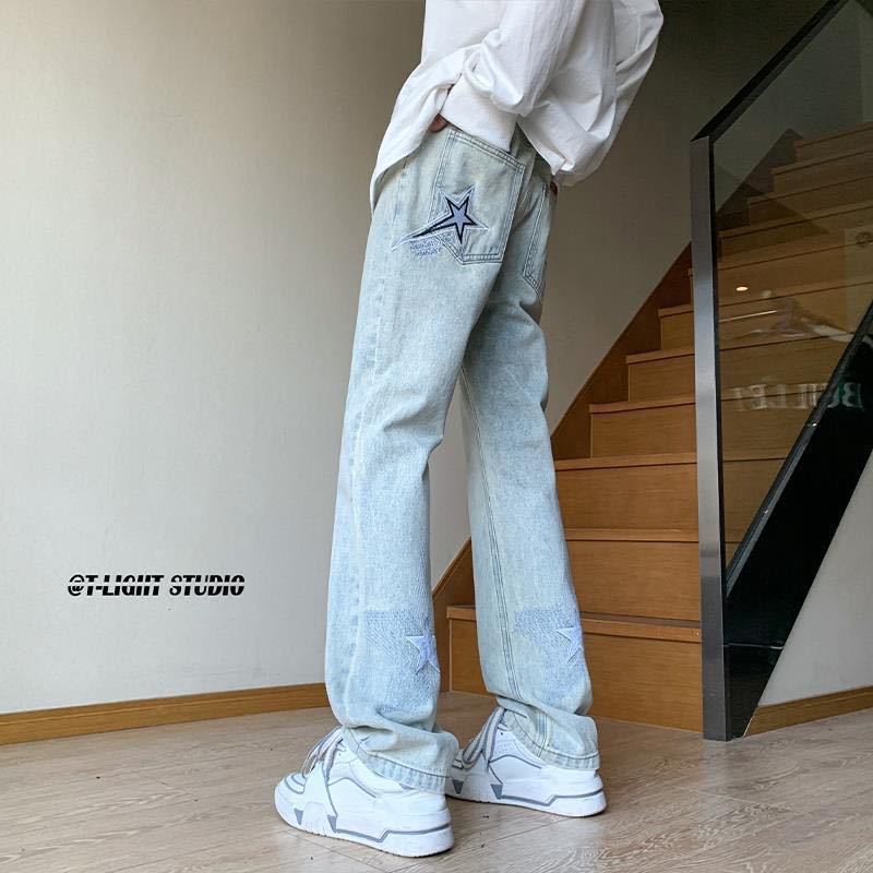 New Five-pointed Star Spring and Autumn American High Street Straight Loose Wide-leg Trendy Pants