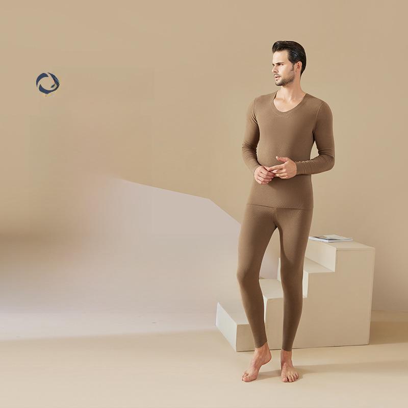 Men's Seamless Velvet Thermal Underwear Suit: Self-Heating, Plus Velvet, Autumn Set