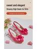 2025 Winter Bow Flower Crystal Chunky Heel Princess High Heels for Girls