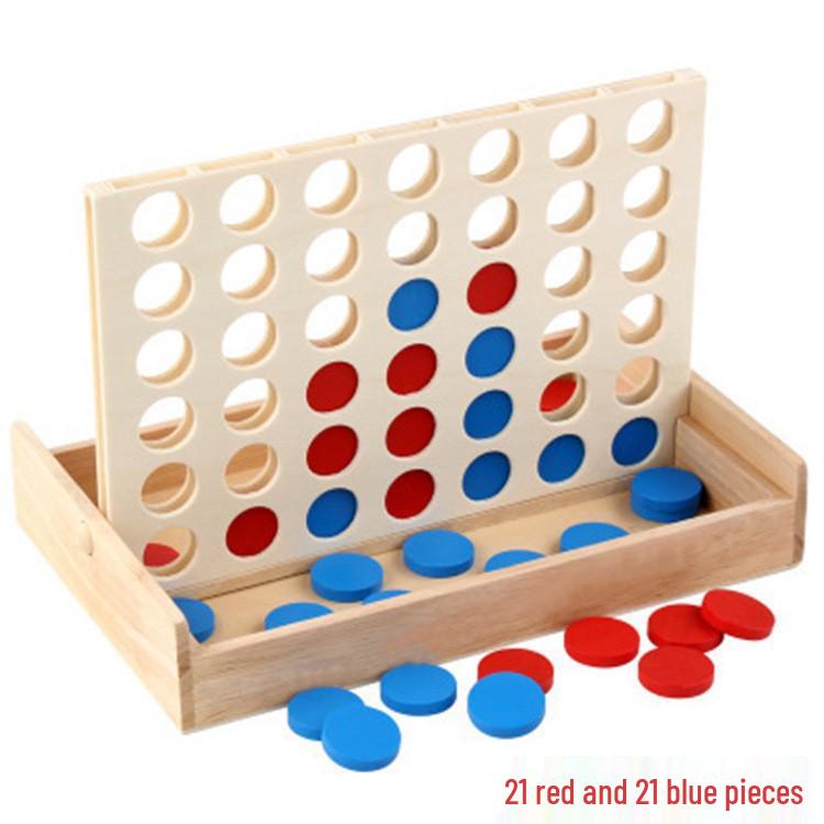 3D Four-in-a-Row Chess Game: Wooden Puzzle Board for Kids and Parents, Educational and Fun for Ages 3-6