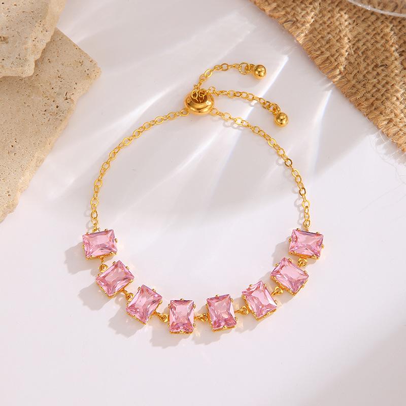 Exquisite Zircon Square Adjustable Bracelet: Fashionable, Versatile, Light Luxury for Women - Perfect Mother's Day Gift