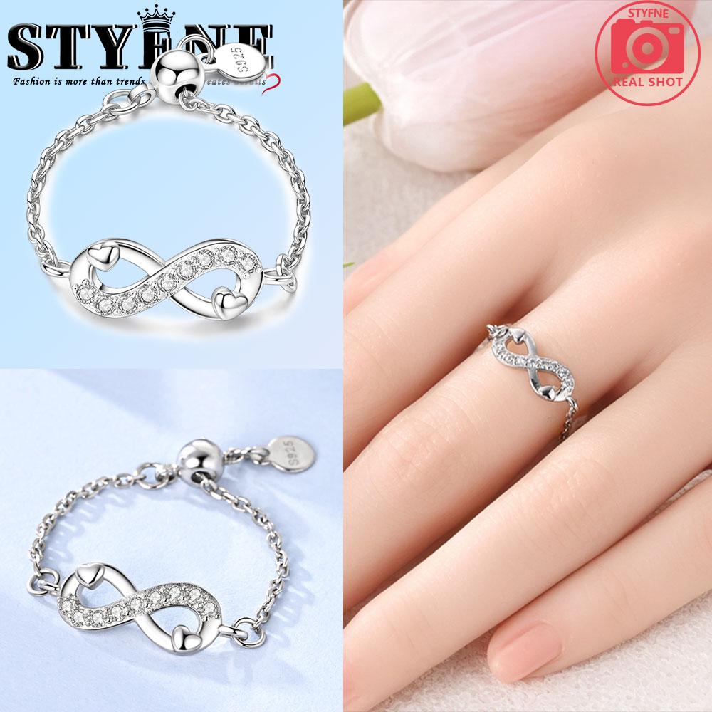 

100% Copper Unlimited Heart Regulation Chain Ring Zircon Women S Anniversary Gift Engagement Rings