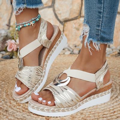 Fashion Women's Wedges Sandals 2024 Summer Snake Print Platform Sandals Gladiator Shoes Woman Comfort Casual Med High Heels Sandals