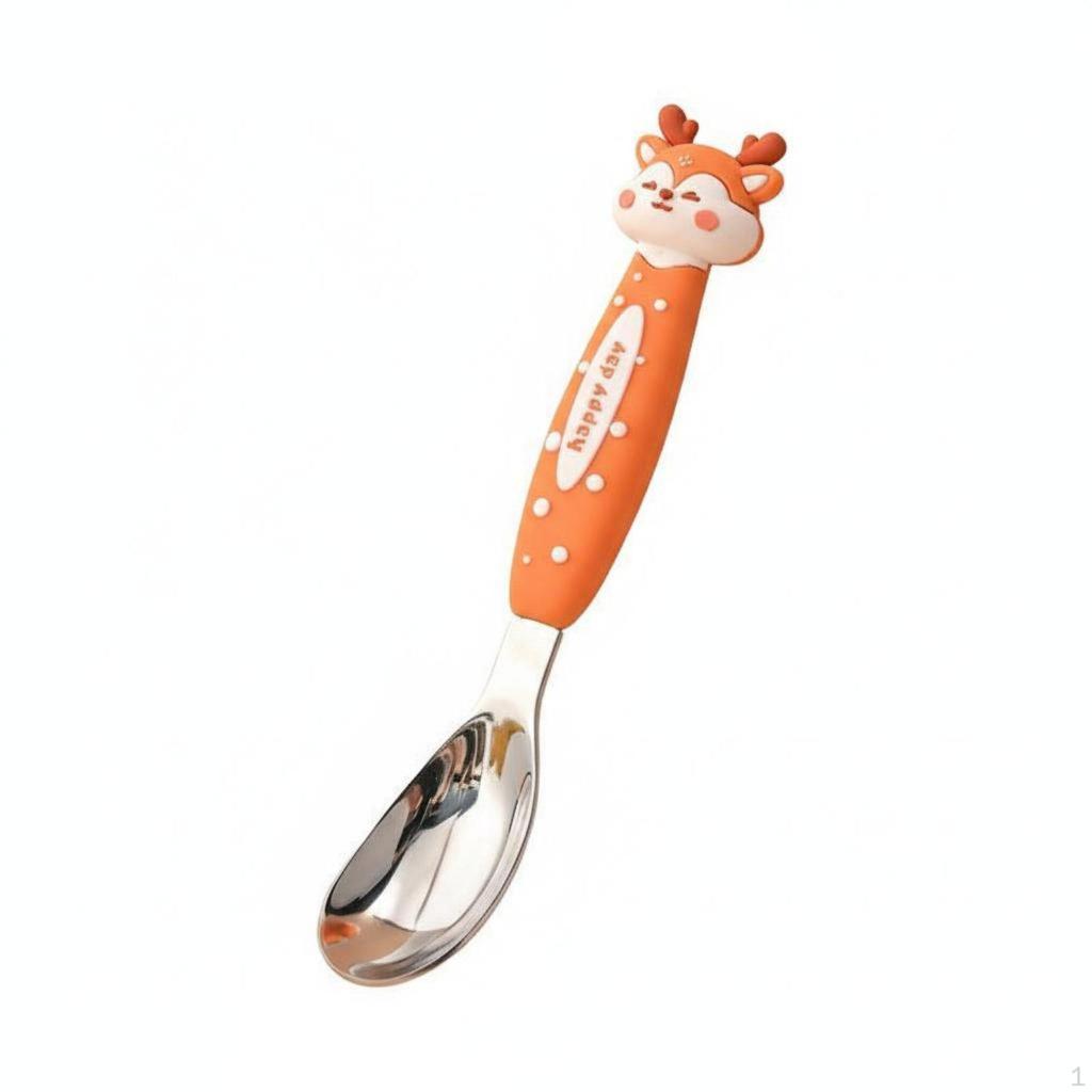 Feeding Spoon Smooth Edges Stainless Steel for Young Children, Child, Daycare, Home, Kitchen Rabbit