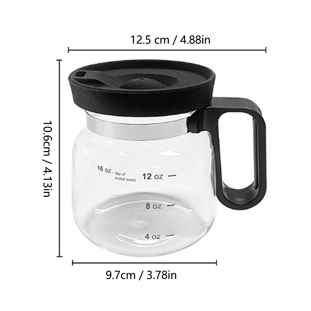 16 Oz Large Capacity High Borosilicate Glass Coffee Pot Heat Resistant Clear Tape Handle Straw Style Silicone Cup Lid Coffee Pot