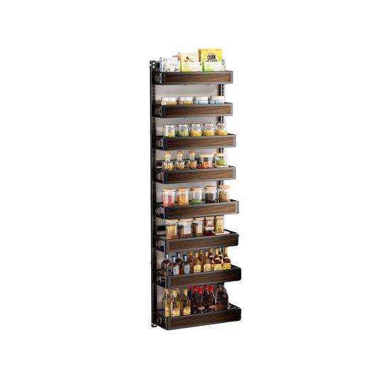 2 In 1 Over The Door Pantry Organizer, Wall Mounted Spice Rack, 6/8 Layer Design Spice Cabinet, Pantry Door Seasoning Shelves with Adjustable Basket