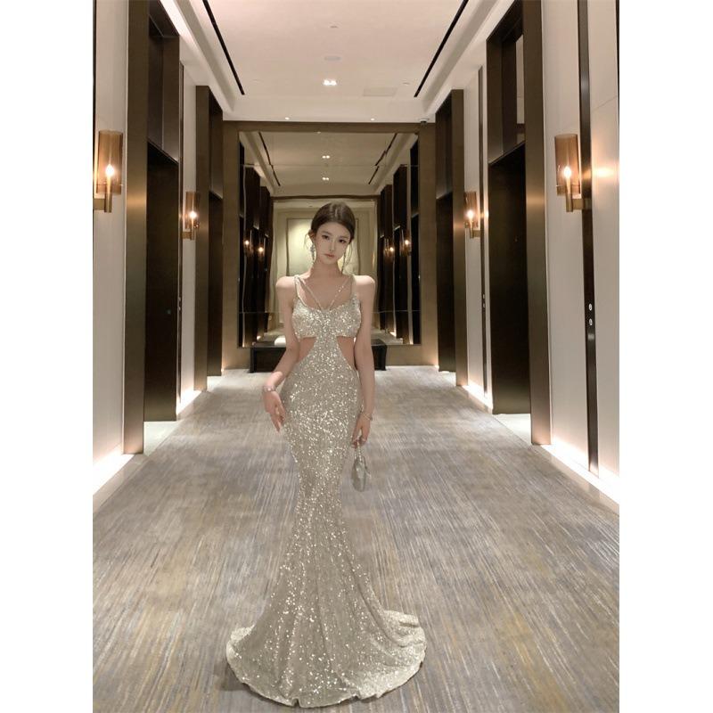 Sexy Pure Desire Sequin Dress Waist Dress Heavy Industry Dinner Dress Engagement Dress