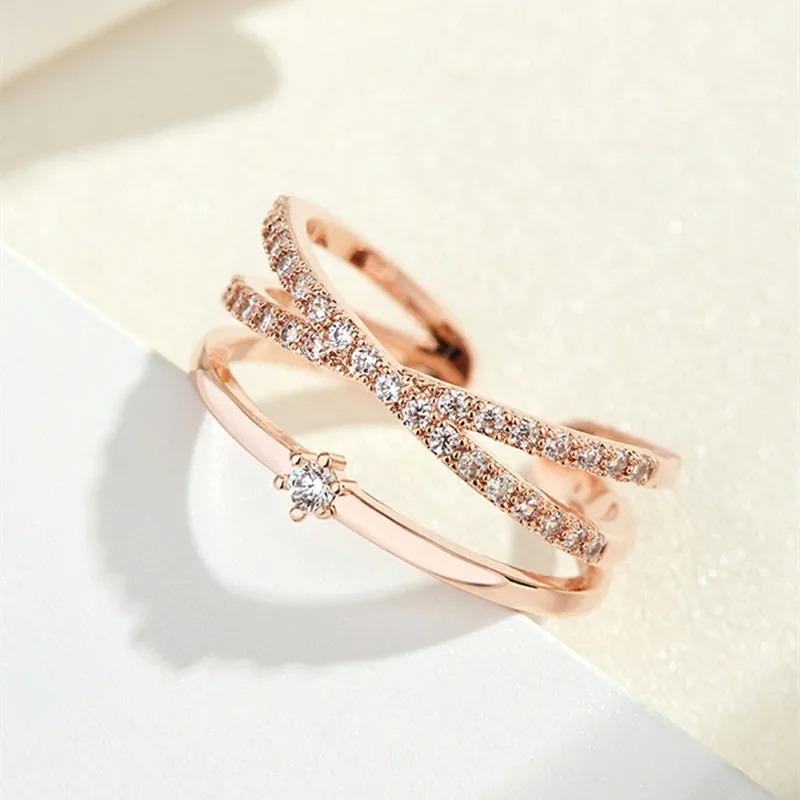 

Cross Over Ring for Women, Double Layer Open Adjustable Ring, Minimalist Stackable Finger Ring, Trendy Statement Jewelry 2