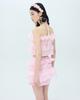 Leobyui Organza Ripple Layered Skirt Pink
