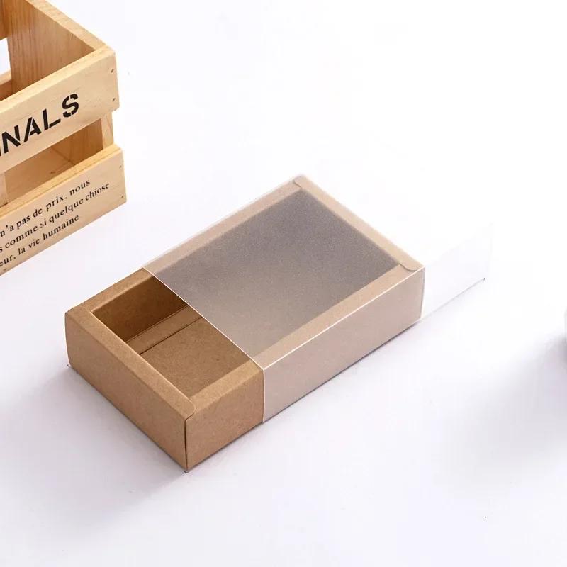 Kraft Paper Frosted Translucent Packaging Box PVC Plastics Drawer Festival Gifts Storage Carton Desserts Cake Packing Boxes