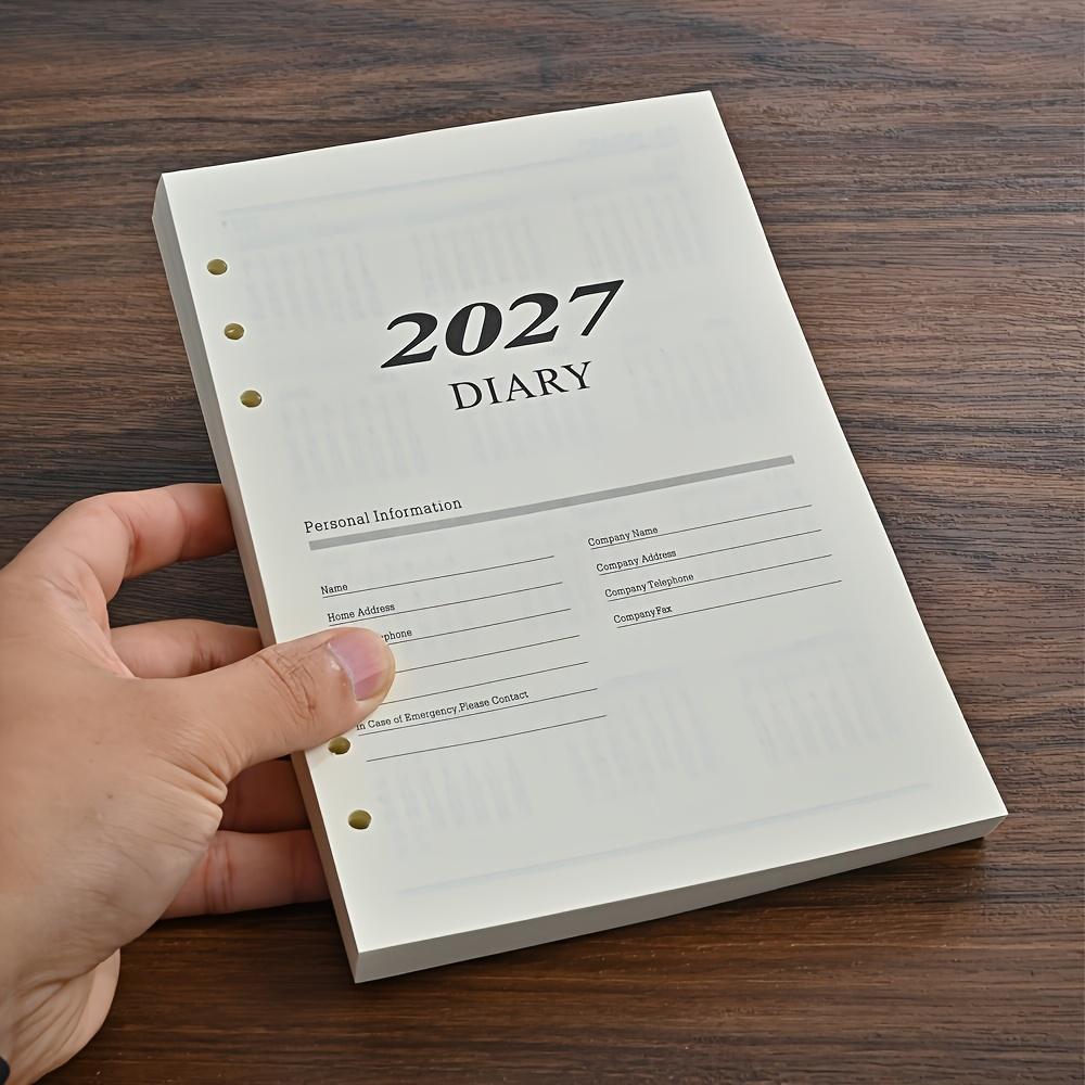 Calendario Inglese a Fogli Mobili 2027, Formato A5, Prodotto da 12 Mesi con 180 Fogli/360 Pagine. Fogli di ricambio per agenda per pianificazione giornaliera a 365 giorni