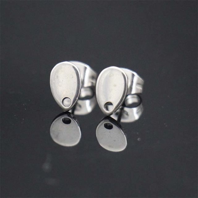 50pcs/lot stainless steel earrings connector findings stud earring post with For DIY Jewelry Making Findings Accessories