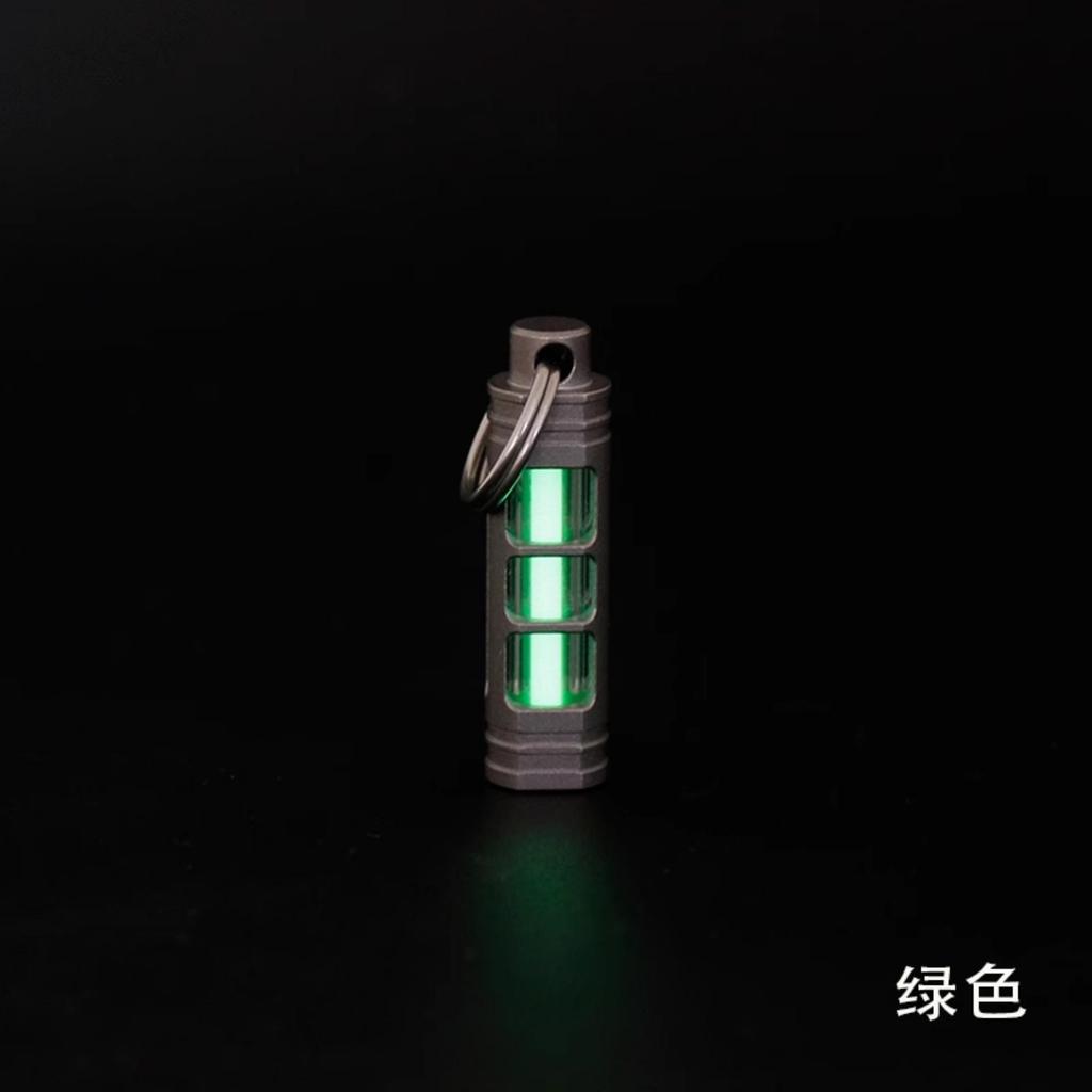 Titanium Alloy Tritium Tube Keychain, Self-luminous Tritium Trachea Necklace Pendant 3.5 * 25mm Tritium Removable