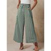 Women's pants summer striped straight pants drawstring wide-leg beach casual pants