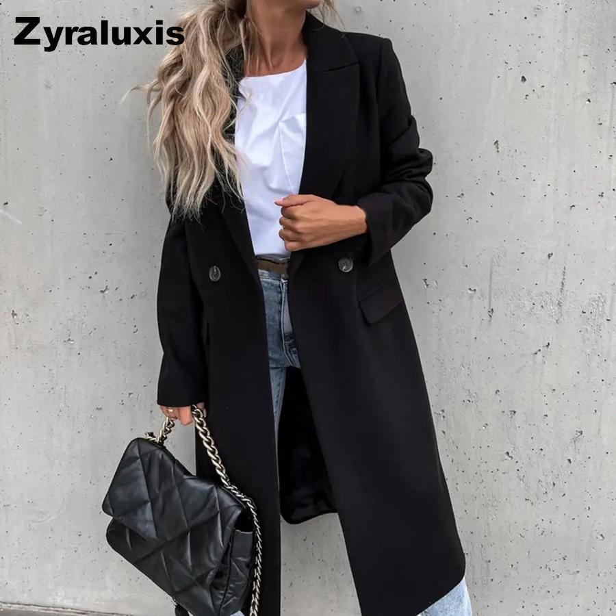 Abrigo grueso de lana para mujer, cortavientos, manga larga, para otoño/invierno