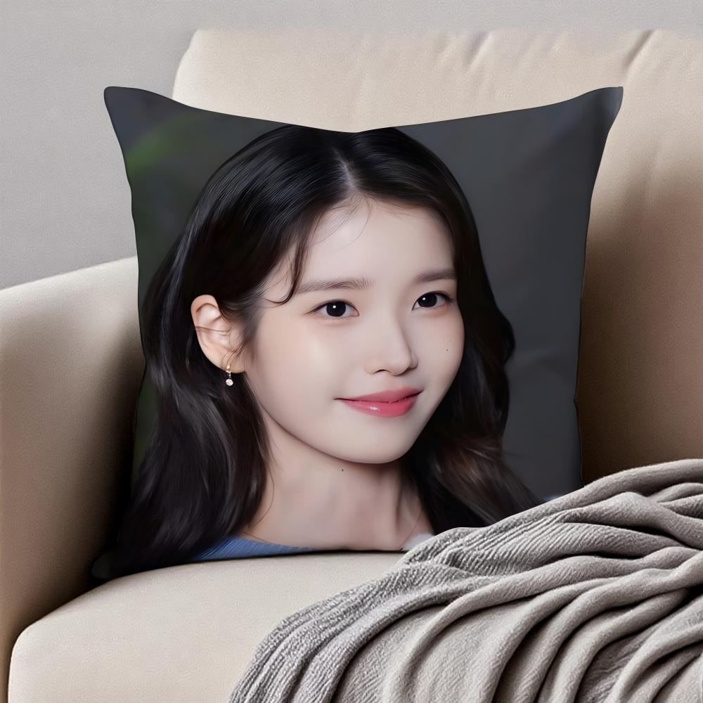 South Korea Beauty lLee Ji Eun IU Cushion Cover Pillowcase Antidustmite Invisible Zipper Short Plush Sofa Cushion
