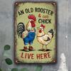 Rustic Chicken Metal Wall Art Sign - 8x12 Inch Vintage Rooster & Hen Iron Plaque, Weather-Resistant Indoor Decor
